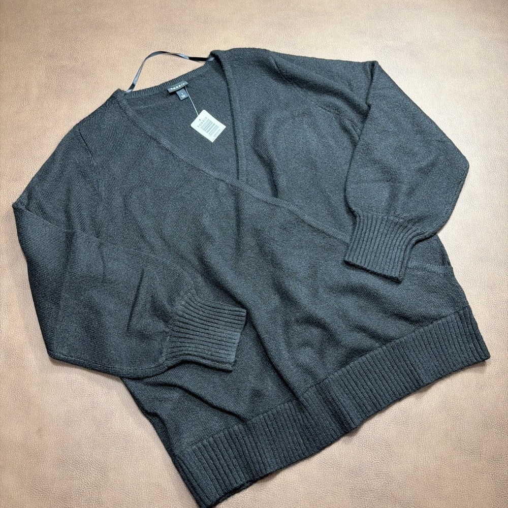 TORRID Vegan Cashmere Pullover Surplice Sweater Women's 1X (14-16) Black New!!
